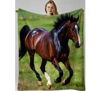 Gumntun Throw Blankets Single Size 130x150 3D Animal Horse, Microfiber 3D Printed Flannel Sofa Blankets, Cozy Warm Fuzzy Blanket Gifts for Friends Dad Mom Kids Pet or Couples_B21172