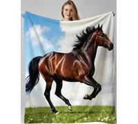 Gumntun Throw Blankets Single Size 130x150 3D Animal Horse, Microfiber 3D Printed Flannel Sofa Blankets, Cozy Warm Fuzzy Blanket Gifts for Friends Dad Mom Kids Pet or Couples_B21220