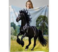 Gumntun Throw Blankets Single Size 130x150 3D Animal Horse, Microfiber 3D Printed Flannel Sofa Blankets, Cozy Warm Fuzzy Blanket Gifts for Friends Dad Mom Kids Pet or Couples_B21208