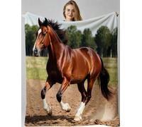 Gumntun Throw Blankets Single Size 130x150 3D Animal Horse, Microfiber 3D Printed Flannel Sofa Blankets, Cozy Warm Fuzzy Blanket Gifts for Friends Dad Mom Kids Pet or Couples_B21160