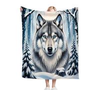 Gumntun Throw Blankets Single Size 130x150 3D Animal Wolf, Microfiber 3D Printed Flannel Sofa Blankets, Cozy Warm Fuzzy Blanket Gifts for Dad Mom Kids Pet Friends or Couples_B5032