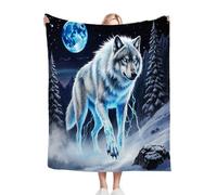 Gumntun Throw Blankets Single Size 130x150 3D Animal Wolf, Microfiber 3D Printed Flannel Sofa Blankets, Cozy Warm Fuzzy Blanket Gifts for Dad Mom Kids Pet Friends or Couples_B5080