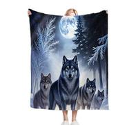 Gumntun Throw Blankets Single Size 130x150 3D Animal Wolf, Microfiber 3D Printed Flannel Sofa Blankets, Cozy Warm Fuzzy Blanket Gifts for Dad Mom Kids Pet Friends or Couples_B4888
