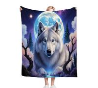 Gumntun Throw Blankets Single Size 130x150 3D Animal Wolf, Microfiber 3D Printed Flannel Sofa Blankets, Cozy Warm Fuzzy Blanket Mom Kids Pet Friends or Couples_B18988