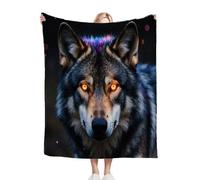Gumntun Throw Blankets Single Size 130x150 3D Animal Wolf, Microfiber 3D Printed Flannel Sofa Blankets, Cozy Warm Fuzzy Blanket Mom Kids Pet Friends or Couples_B18496