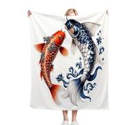 Gumntun Throw Blankets Single Size 130x150 3D Goldfish Youth, Microfiber 3D Printed Flannel Sofa Blankets, Cozy Warm Fuzzy Blanket Gifts for Dad Mom Kids Pet Friends or Couples_B14476