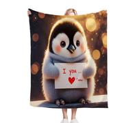 Gumntun Throw Blankets Single Size 130x150 3D Penguin Youth, Microfiber 3D Printed Flannel Sofa Blankets, Cozy Warm Fuzzy Blanket Gifts for Dad Mom Kids Pet Friends or Couples_B4228