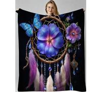 Gumntun Throw Blankets Single Size 130x150 3D Wind Chime Flower, Microfiber 3D Printed Flannel Sofa Blankets, Cozy Warm Fuzzy Blanket Gifts for Friends Dad Mom Kids Pet or Couples_B20104