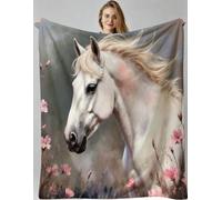 Gumntun Throw Blankets Single Size 130x150 Animal Horse Adult, Microfiber 3D Printed Flannel Sofa Blankets, Cozy Warm Fuzzy Blanket Gifts for Friends Dad Mom Kids Pet or Couples_B21328