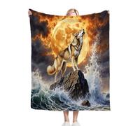Gumntun Throw Blankets Single Size 130x150 Animal Wolf Youth, Microfiber 3D Printed Flannel Sofa Blankets, Cozy Warm Fuzzy Blanket Gifts for Dad Mom Kids Pet Friends or Couples_B5104
