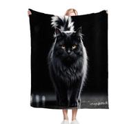 Gumntun Throw Blankets Single Size 130x150 Black Animal Cat, Microfiber 3D Printed Flannel Sofa Blankets, Cozy Warm Fuzzy Blanket Gifts for Dad Mom Kids Pet Friends or Couples_20244a