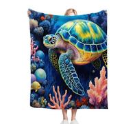 Gumntun Throw Blankets Single Size 130x150 Blue Turtle Child, Microfiber 3D Printed Flannel Sofa Blankets, Cozy Warm Fuzzy Blanket Gifts for Dad Mom Kids Pet Friends or Couples_20028a