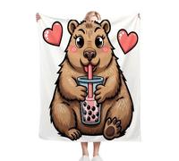 Gumntun Throw Blankets Single Size 130x150 Brown Animated Bear, Microfiber 3D Printed Flannel Sofa Blankets, Cozy Warm Fuzzy Blanket Gifts for Dad Mom Kids Pet Friends or Couples_B11368