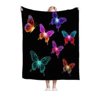 Gumntun Throw Blankets Single Size 130x150 Butterfly Patterns, Microfiber 3D Printed Flannel Sofa Blankets, Cozy Warm Fuzzy Blanket Gifts for Dad Mom Kids Pet Friends or Couples_12897a