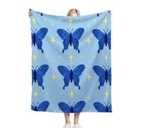 Gumntun Throw Blankets Single Size 130x150 Butterfly Patterns, Microfiber 3D Printed Flannel Sofa Blankets, Cozy Warm Fuzzy Blanket Gifts for Dad Mom Kids Pet Friends or Couples_12949a