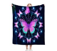 Gumntun Throw Blankets Single Size 130x150 Butterfly Patterns, Microfiber 3D Printed Flannel Sofa Blankets, Cozy Warm Fuzzy Blanket Gifts for Dad Mom Kids Pet Friends or Couples_12908a