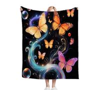 Gumntun Throw Blankets Single Size 130x150 Butterfly Patterns, Microfiber 3D Printed Flannel Sofa Blankets, Cozy Warm Fuzzy Blanket Gifts for Dad Mom Kids Pet Friends or Couples_13105a