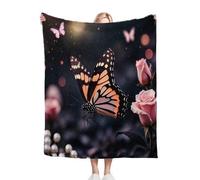 Gumntun Throw Blankets Single Size 130x150 Butterfly Patterns, Microfiber 3D Printed Flannel Sofa Blankets, Cozy Warm Fuzzy Blanket Gifts for Dad Mom Kids Pet Friends or Couples_13095a