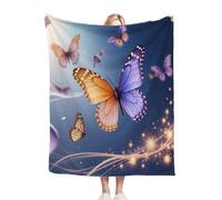 Gumntun Throw Blankets Single Size 130x150 Butterfly Patterns, Microfiber 3D Printed Flannel Sofa Blankets, Cozy Warm Fuzzy Blanket Gifts for Dad Mom Kids Pet Friends or Couples_13209a