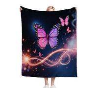 Gumntun Throw Blankets Single Size 130x150 Butterfly Patterns, Microfiber 3D Printed Flannel Sofa Blankets, Cozy Warm Fuzzy Blanket Gifts for Dad Mom Kids Pet Friends or Couples_12970a