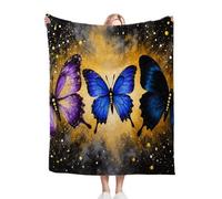 Gumntun Throw Blankets Single Size 130x150 Butterfly Patterns, Microfiber 3D Printed Flannel Sofa Blankets, Cozy Warm Fuzzy Blanket Gifts for Dad Mom Kids Pet Friends or Couples_13126a