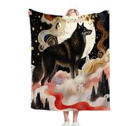 Gumntun Throw Blankets Single Size 130x150 Cloud Animal Wolf, Microfiber 3D Printed Flannel Sofa Blankets, Cozy Warm Fuzzy Blanket Gifts for Dad Mom Kids Pet Friends or Couples_B5068