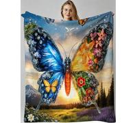 Gumntun Throw Blankets Single Size 130x150 Colourful Butterfly, Microfiber 3D Printed Flannel Sofa Blankets, Cozy Warm Fuzzy Blanket Gifts for Friends Dad Mom Kids Pet or Couples_B19924