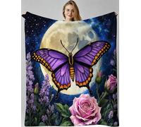 Gumntun Throw Blankets Single Size 130x150 Colourful Butterfly, Microfiber 3D Printed Flannel Sofa Blankets, Cozy Warm Fuzzy Blanket Gifts for Friends Dad Mom Kids Pet or Couples_B20020