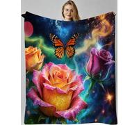Gumntun Throw Blankets Single Size 130x150 Colourful Butterfly, Microfiber 3D Printed Flannel Sofa Blankets, Cozy Warm Fuzzy Blanket Gifts for Friends Dad Mom Kids Pet or Couples_B19960