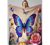 Gumntun Throw Blankets Single Size 130x150 Colourful Butterfly, Microfiber 3D Printed Flannel Sofa Blankets, Cozy Warm Fuzzy Blanket Gifts for Friends Dad Mom Kids Pet or Couples_B19936