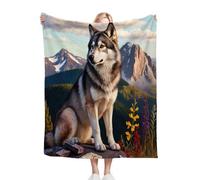Gumntun Throw Blankets Single Size 130x150 Grey Animal Wolves, Microfiber 3D Printed Flannel Sofa Blankets, Cozy Warm Fuzzy Blanket Gifts for Dad Mom Kids Pet Friends or Couples_1428a
