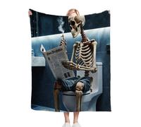 Gumntun Throw Blankets Single Size 130x150 Grey Skeleton Adult, Microfiber 3D Printed Flannel Sofa Blankets, Cozy Warm Fuzzy Blanket Gifts for Dad Mom Kids Pet Friends or Couples_22044a