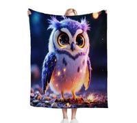 Gumntun Throw Blankets Single Size 130x150 Purple Owl, Microfiber 3D Printed Flannel Sofa Blankets, Cozy Warm Fuzzy Blanket Gifts for Dad Mom Kids Pet Friends or Couples_J1379