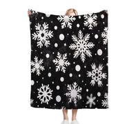 Gumntun Throw Blankets Single Size 130x150 White Snowflakes Adult, Microfiber 3D Printed Flannel Sofa Blankets, Cozy Warm Fuzzy Blanket Gifts for Dad Mom Kids Pet Friends or Couples