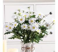 Gumolutin 2 PCS Artificial Silk Daisy Flower Bouquet for Home Table Centerpieces Arrangement Decoration, White