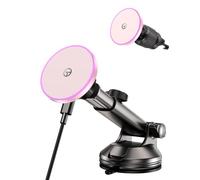 GuMosh for MagSafe Car Mount Charger Dash/Windshield/Vent Wireless Car Charger with [LED Light], Strong Magnetic Phone Holder for Car for iPhone 16 15 14 13 12 Series, Fit MagSafe Accessories (Pink)