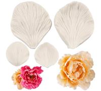 Gumpaste Flower Silicone Veining Mold Peony Veined Petal Fondant Mold Gum Paste Peony Flower Mold for Cake Decoration Cupcake Topper Chocolate Candy Polymer Clay Gum Paste Set of 2