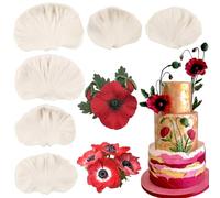 Gumpaste Silicone Veining Mold - Fondant Poppy Petal Veined Gum Paste Flower Mold Set of 3 for Sugar Flower Cake Decoration Cupcake Topper Chocolate Candy Polymer Clay