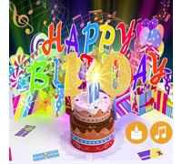 Gumry 10TH Birthday Card, Blowable Musical Birthday PopUp Card with LED Light Candle Song 'HAPPY', 10th Birthday Decorations,10th Birthday Gifts for 10 Years old Girls Boys Children Son Daughter