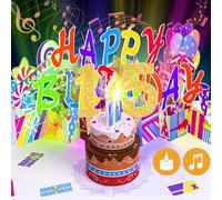Gumry 15TH Musical Birthday PopUp Card, Blowable Colorful Light Candle 3D Cards with Song, Applause Cheers Sound, Greeting Cards Birthday Gifts Decorations for Girls Boys Turning 15 Years Old