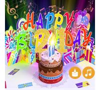 Gumry 21ST Birthday Greeting Card, Musical Pop-Up with Blowable LED Candle, Colorful Happy Birthday Decorations, Large Greeting Card for Son, Daughter, Boys, Girls