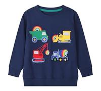 Gumyoss Boys Sweatshirts Toddler Boys Cotton Pullover Jumper Crew Neck Long Sleeve Tops for Little Kids Toddler Boys Clothes, 5 Years, Engineering vehicle Dark Blue