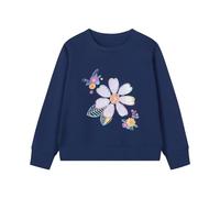 Gumyoss Girls Sweatshirt 100% Cotton Unicorn Pullover Crew Neck Jumper for Little Girls Long Sleeve Tops for Toddler, 7 Years, Flower Dark Blue