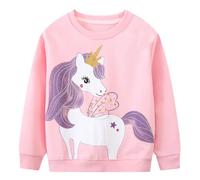 Gumyoss Girls Sweatshirt 100% Cotton Unicorn Pullover Crew Neck Jumper for Little Girls Long Sleeve Tops for Toddler, 3 Years, Unicorn Pink