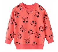 Gumyoss Girls Sweatshirt 100% Cotton Unicorn Pullover Crew Neck Jumper for Little Girls Long Sleeve Tops for Toddler, 4 Years, Cat Rose Red