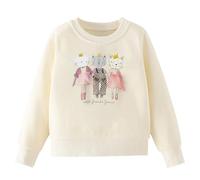 Gumyoss Girls Unicorn Sweatshirt - 100% Cotton Pullover Crew Neck Jumper for Little Girls, Long Sleeve Tops for Toddlers, 8 Years, Cat Beige