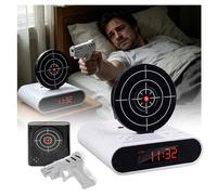 Gun Alarm Clock with Target, Interactive Shooting Game Wake Up Timer for Heavy Sleepers, Personalised Voice Recording & LED Display, Cool Bedside Gadget Birthday Gift for Boys, Teens and Men