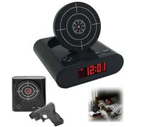 Gun Alarm Clock with Target, Interactive Shooting Game Wake Up Timer for Heavy Sleepers, Personalised Voice Recording & LED Display, Cool Bedside Gadget Birthday Gift for Boys, Teens and Men
