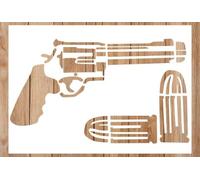 Gun and Bullets Stencil | Western Revolver Gun Stencils for Painting on Wood, Glass, Wall, Rock, Walls, Glassware, Canvas - Gun Stencil Template (5 x 8 Inch)