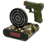 Gun and Target Alarm Clock with Gun Shooting Game Digital Shot Timer Alarm Clock, Interactive Wake You Shoot Personalized LED Display Bedside Ki-ds Adults Fun Gift Bedroom Office (Black)